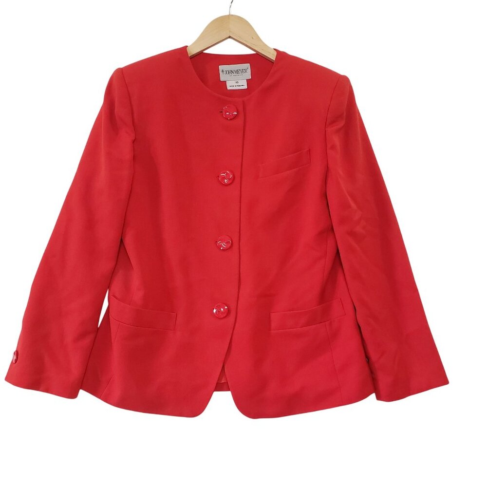 Vintage John Meyer Womens Red Blazer Jacket‎ Size 10 Career Business Casual Chic